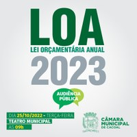Audiência pública no Teatro Municipal vai apresenta o projeto de lei referente à LOA/2023