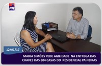 MARIA SIMÕES PEDE AGILIDADE NA ENTREGA DAS CHAVES DAS 684 CASAS DO RESIDENCIAL PAINEIRAS