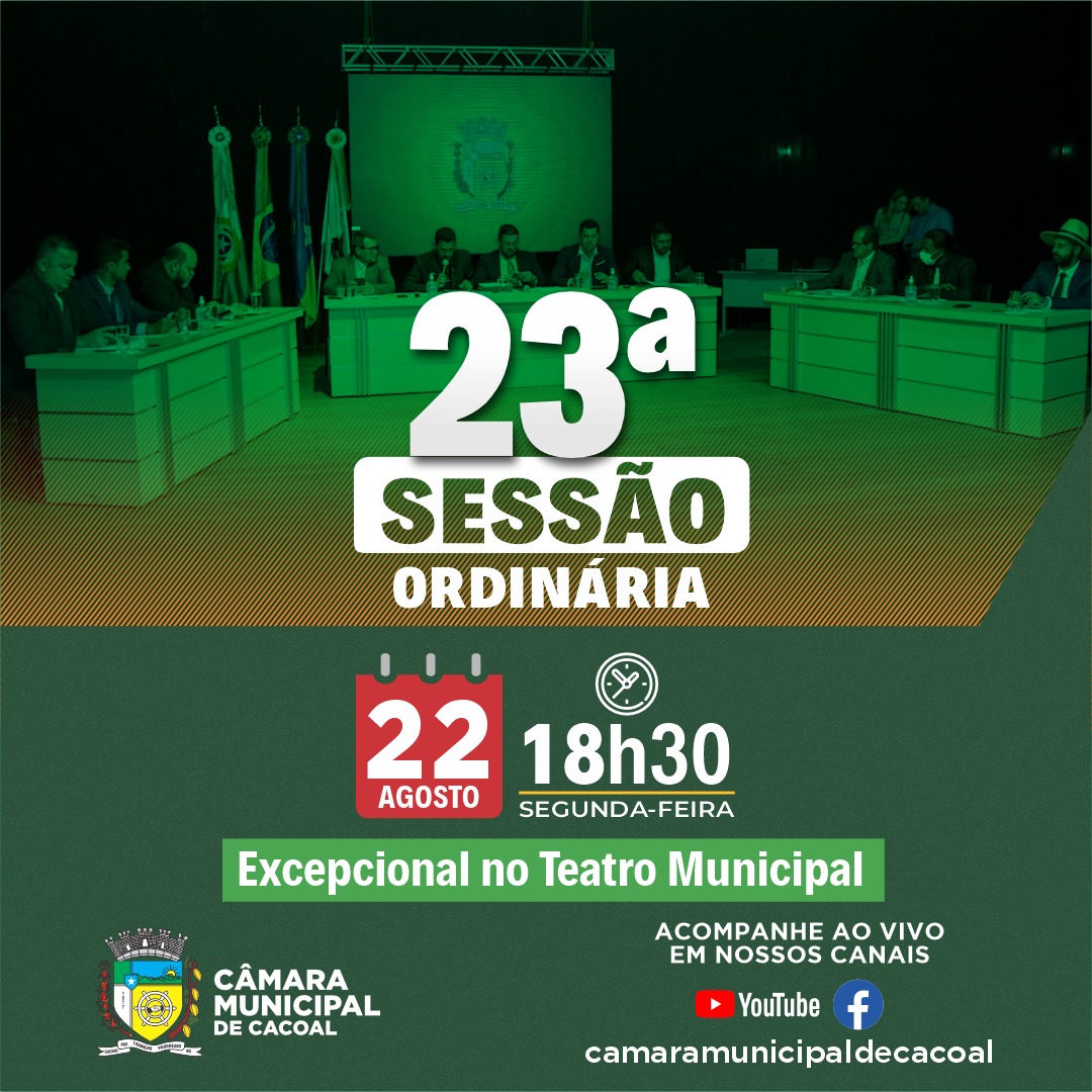 23ª Sessão Ordinária da Câmara Municipal de Cacoal