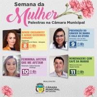 Câmara promove semana de Palestras em homenagem ao dia Internacional da Mulher