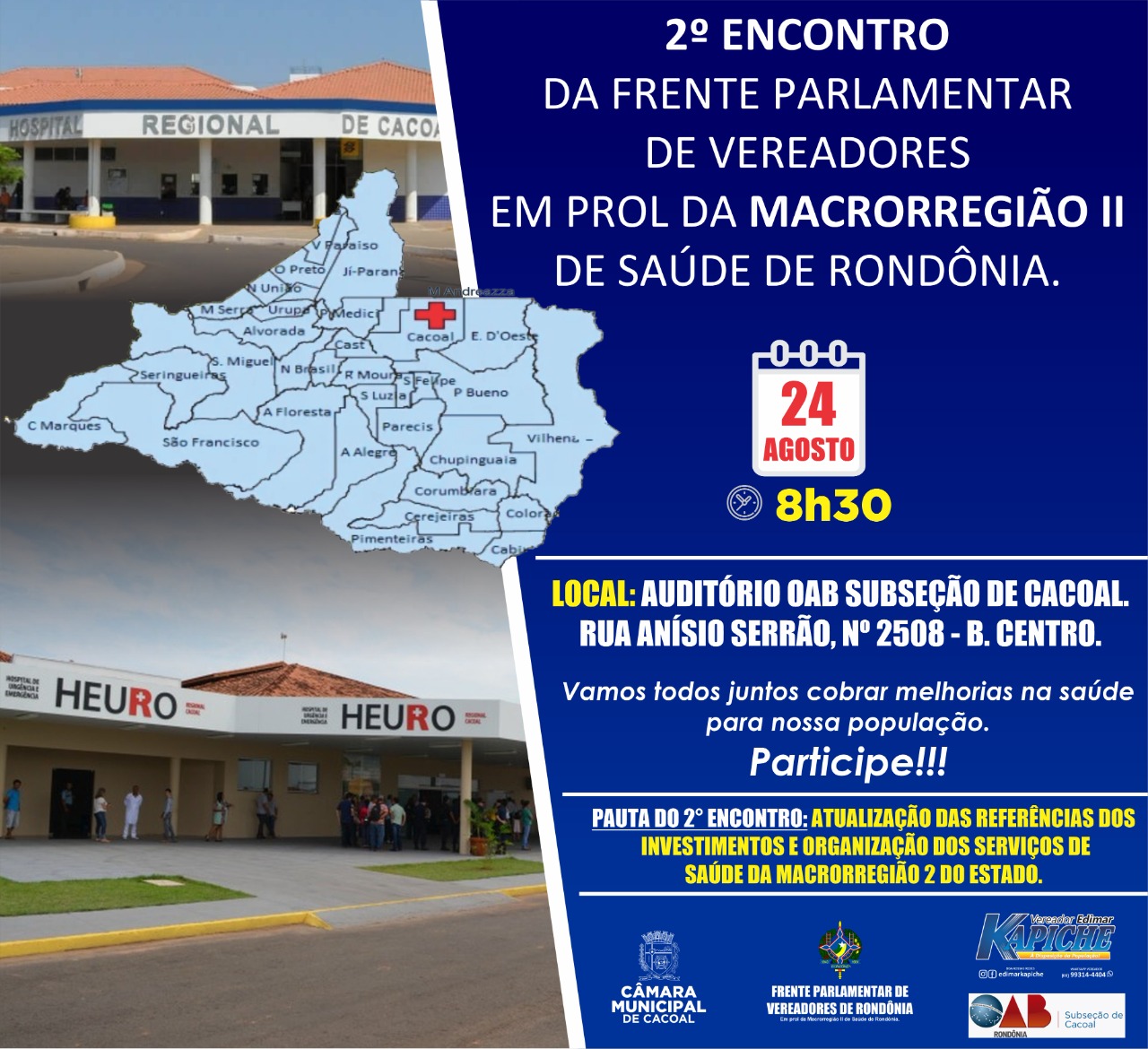 Câmara realiza 2º Encontro da Frente Parlamentar de Vereadores em prol da Saúde