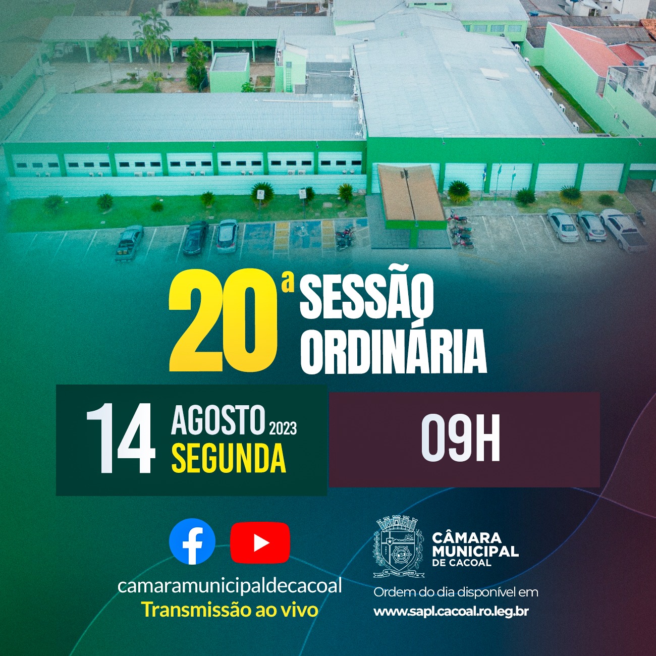 Câmara Municipal de Cacoal fará a 20ª Sessão Ordinária de 2023 na próxima segunda-feira, 14 de agosto