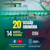 Câmara Municipal de Cacoal fará a 20ª Sessão Ordinária de 2023 na próxima segunda-feira, 14 de agosto