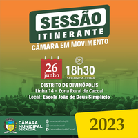 Câmara Municipal de Cacoal realiza na próxima segunda-feira 26 de junho, 18ª Sessão Ordinária de 2023, sendo ela itinerante do programa ‘’Câmara Itinerante’’ que será em Divinópolis, na Escola Municipal Dr. João de Deus Simplício.