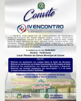 IV Encontro da Frente Parlamentar de Vereadores, no próximo dia 29, em Cacoal, para cobrar por melhorias na saúde.