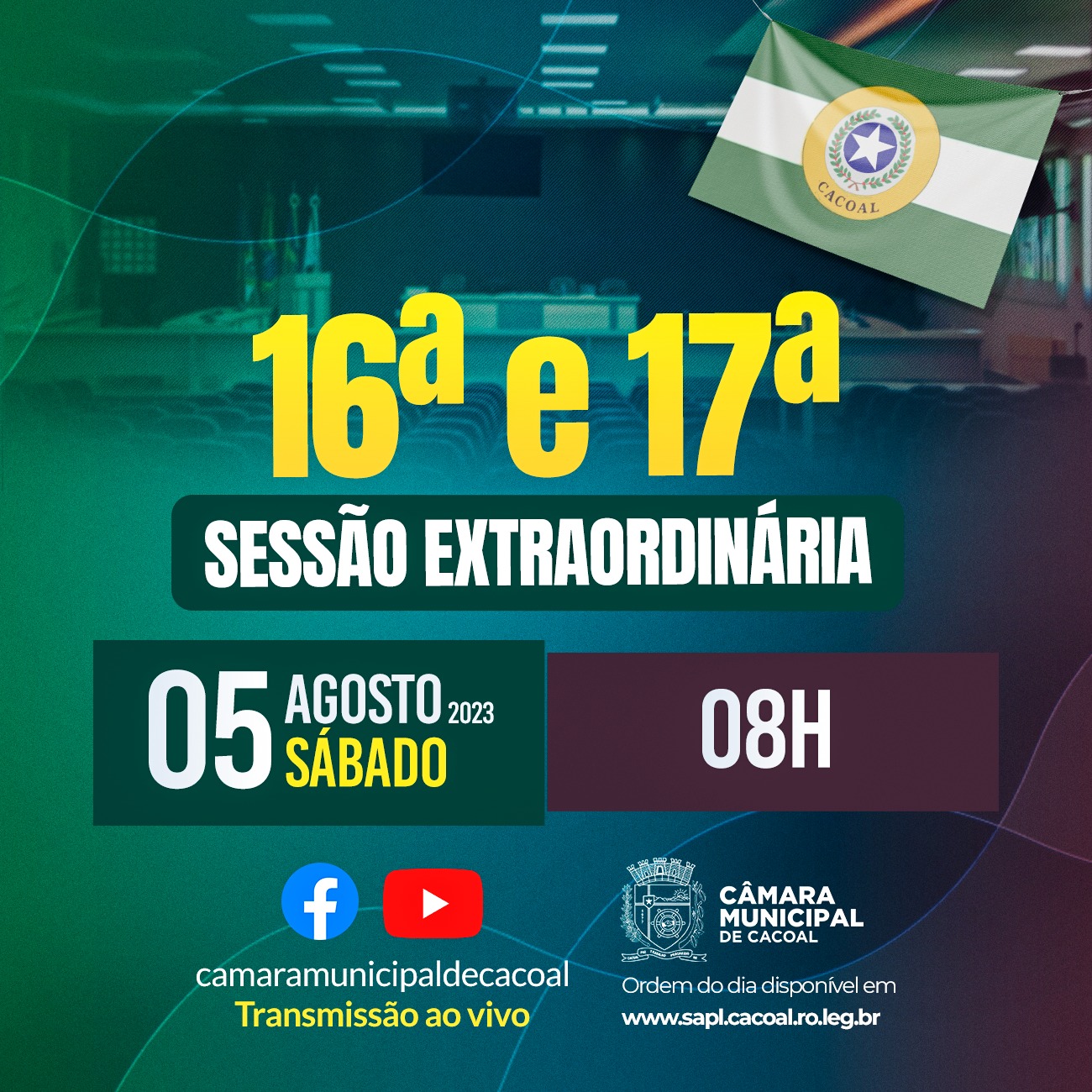 O poder legislativo de Cacoal realiza 16ª e 17ª Sessões Extraordinárias de 2023