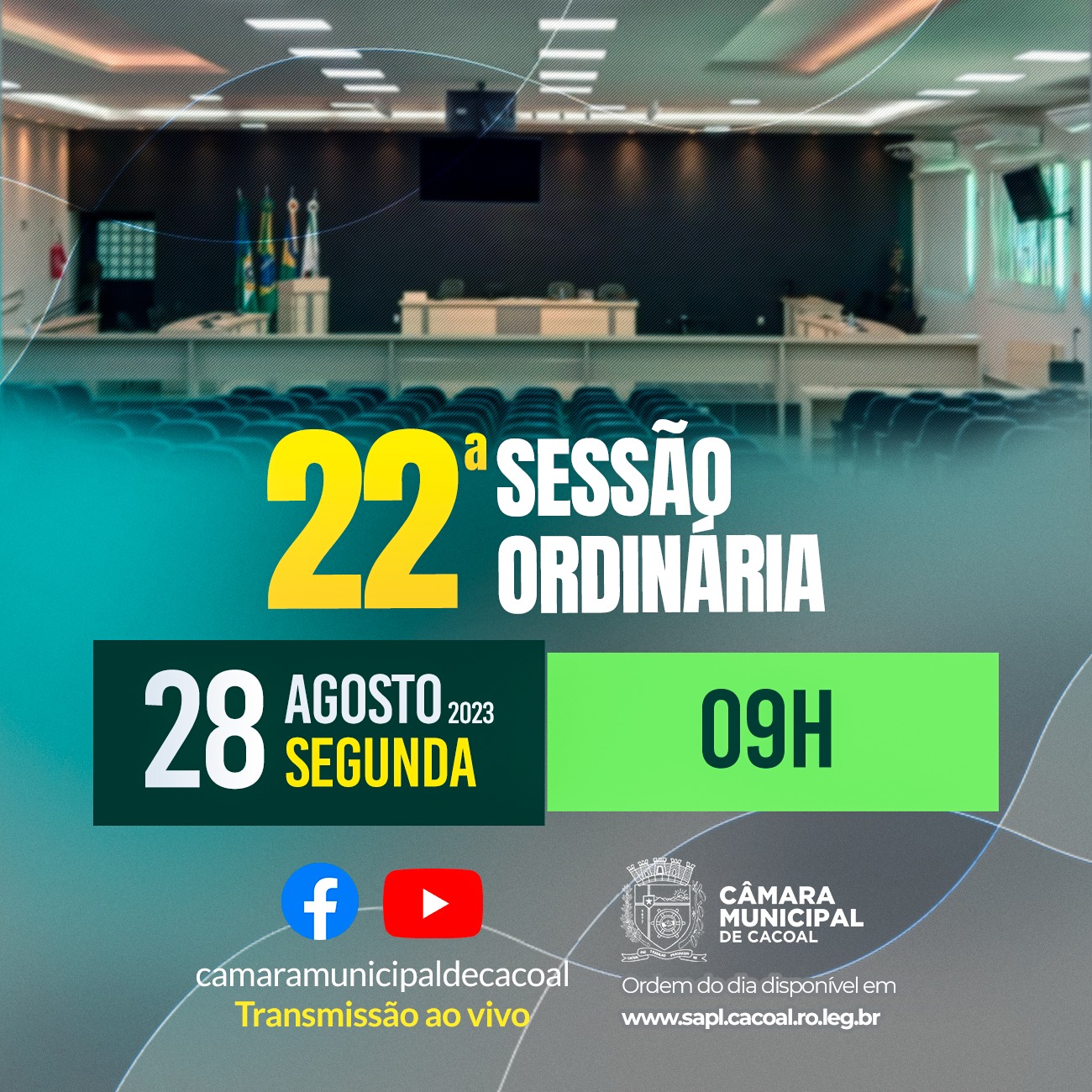 Participe das discussões na 22ª Sessão Ordinária da Câmara Municipal de Cacoal