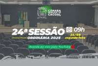 A Câmara Municipal de Cacoal convida você para a 24ª Sessão Ordinária, que será realizada nesta segunda-feira, 25 de agosto.