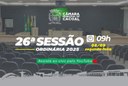 A Câmara Municipal de Cacoal convida você para a 26ª Sessão Ordinária, que será realizada nesta segunda-feira, 08 de setembro.