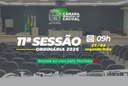 A Câmara Municipal de Cacoal convida você para a 11ª Sessão Ordinária, que será realizada nesta segunda-feira, 27 de Abril.