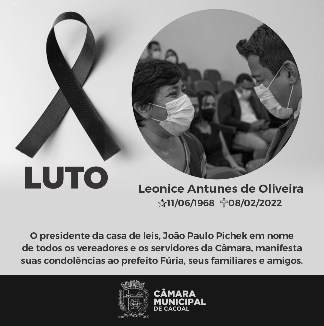 Nota de falecimento da Câmara municipal de Cacoal