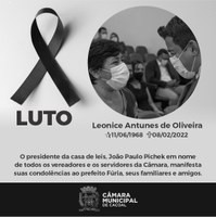 Nota de falecimento da Câmara municipal de Cacoal